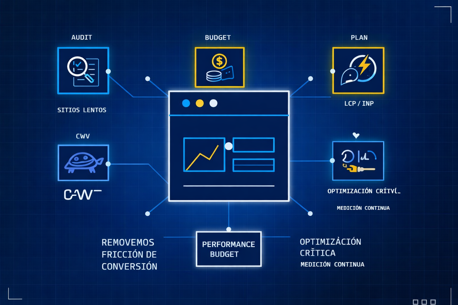 Visual de optimización y flujo de datos